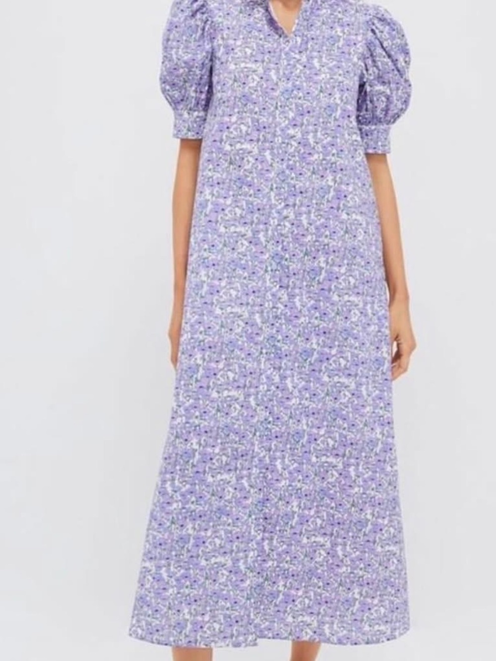 Hyacinth House Lavender Puff-Sleeve Maxi Dress - Elegant Floral